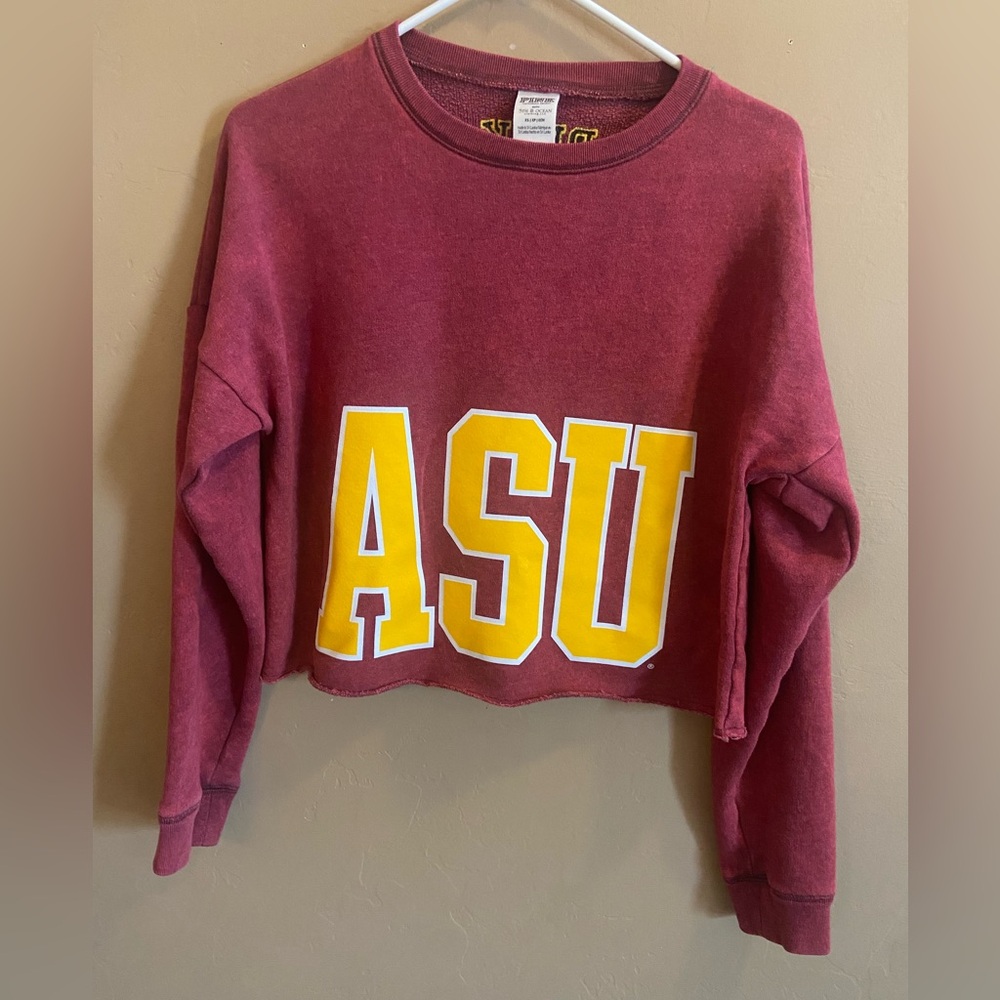 VS PINK ARIZONA STATE UNIVERSITY boxy crop crewneck size XS Maroon gold cotton